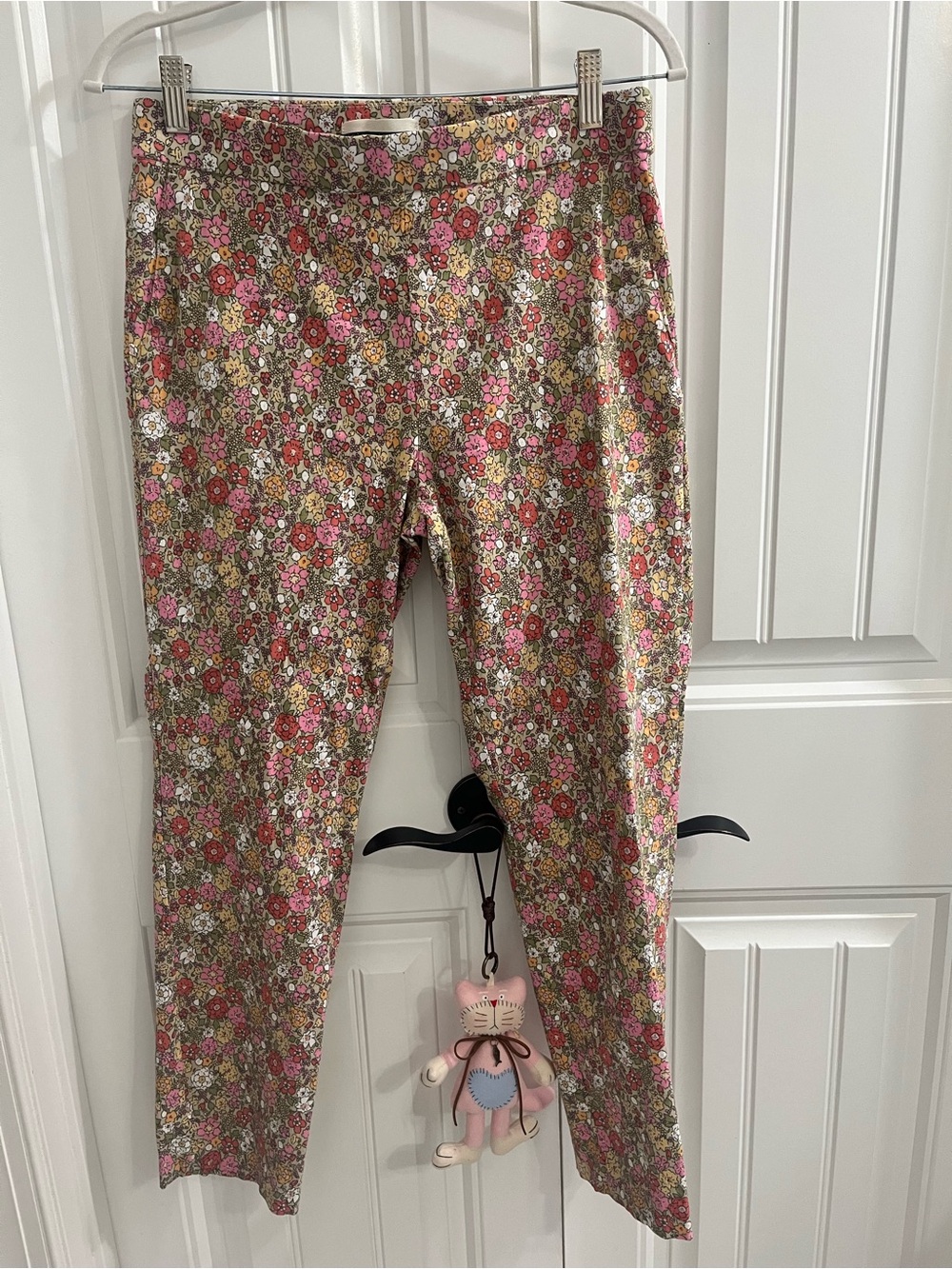 Jules & Leopold Floral Print Leggings Pull on Pants Pink, Olive & White Medium